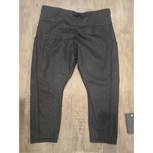 Athleta Ultimate Stash Pocket Embossed 7/8 Tight, BLACK SIZE 3X #636276 Z0303H